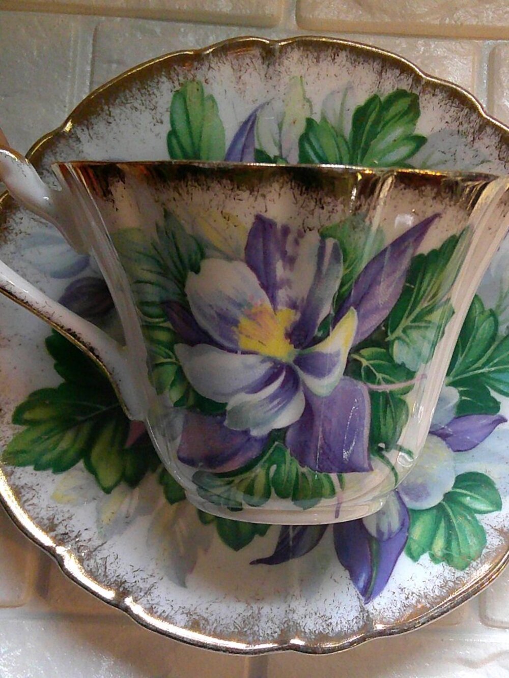 "Columbine", Gladstone Bone China, Made in England Cup & Saucer